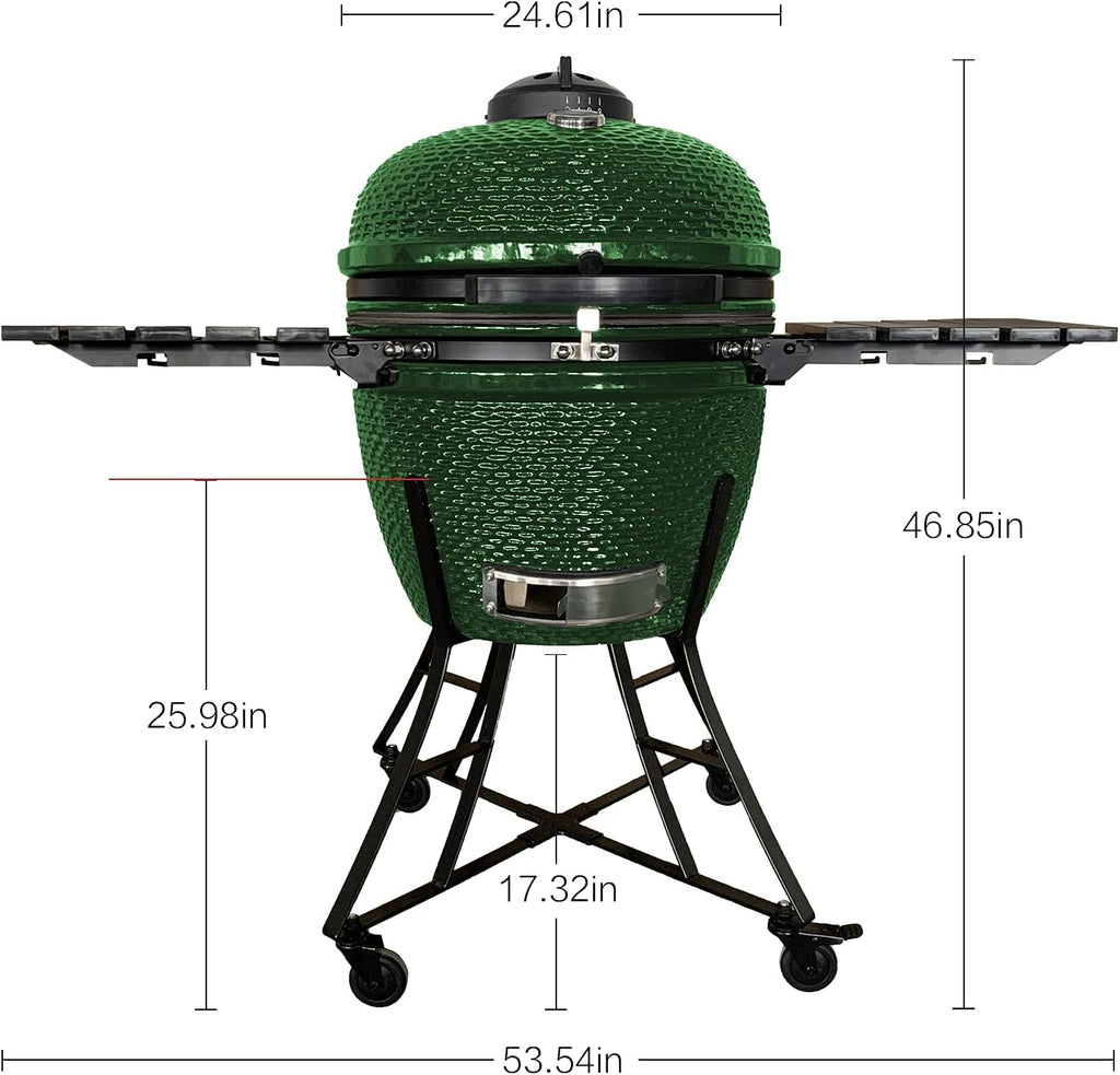 Green Ceramic Barbecue Charcoal Grill with Side Table U176
