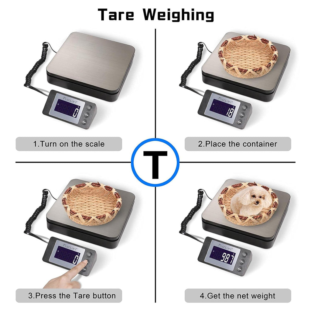 88Lb x 0.1oz Digital Shipping Scale, Stainless Steel Postal Scale with Tare Function, 4 Weighing Modes, Ac Adapter, Pack of 2 T4506