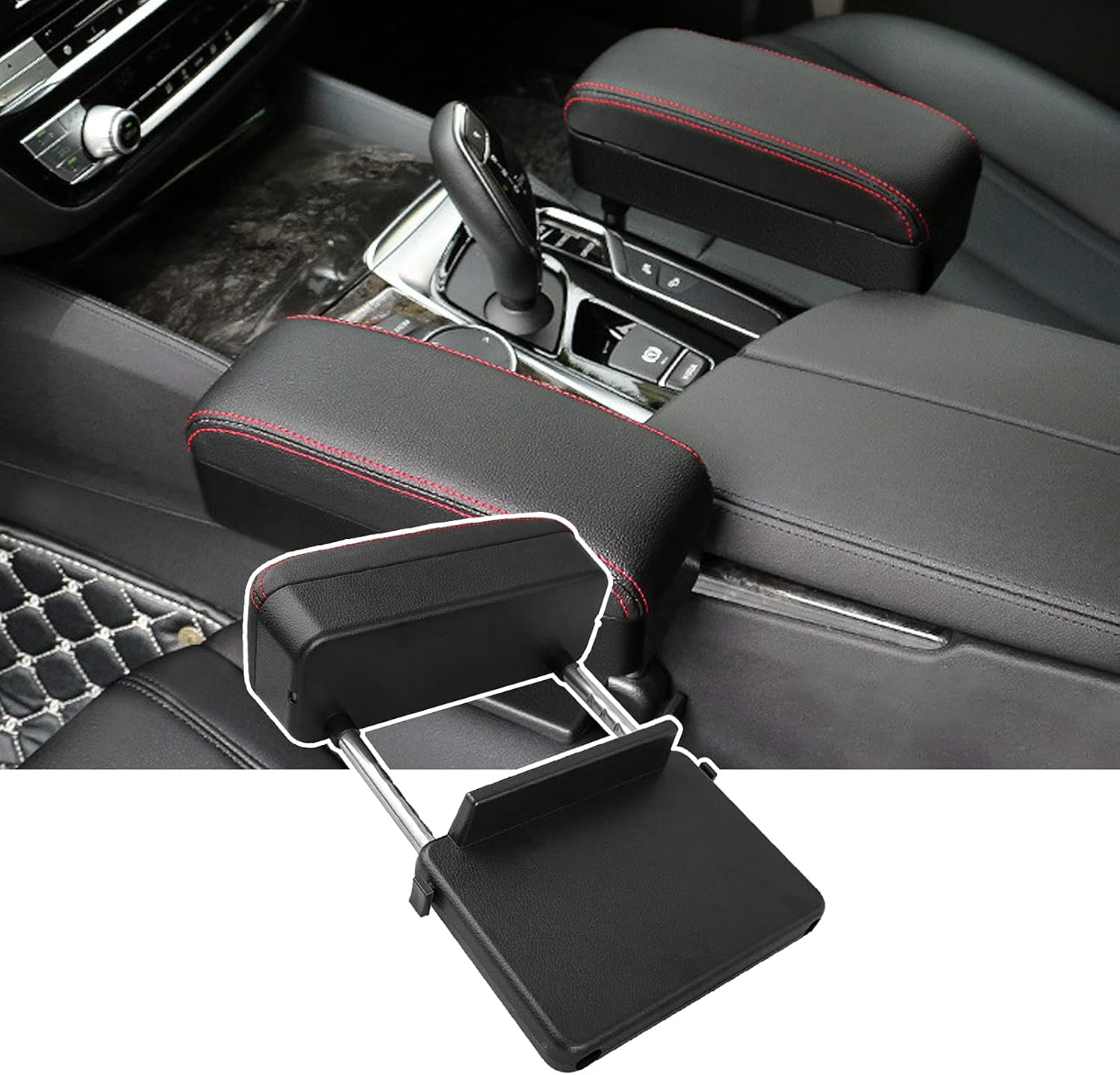 Beige Universal Car Center Console Armrest Cushion D79362