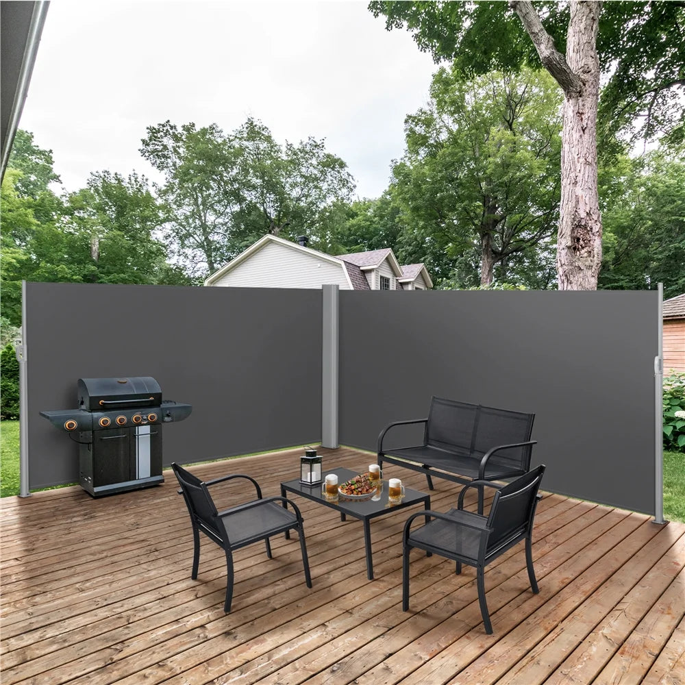 Dark Gray Retractable Screen Awning for Patio Garden K541