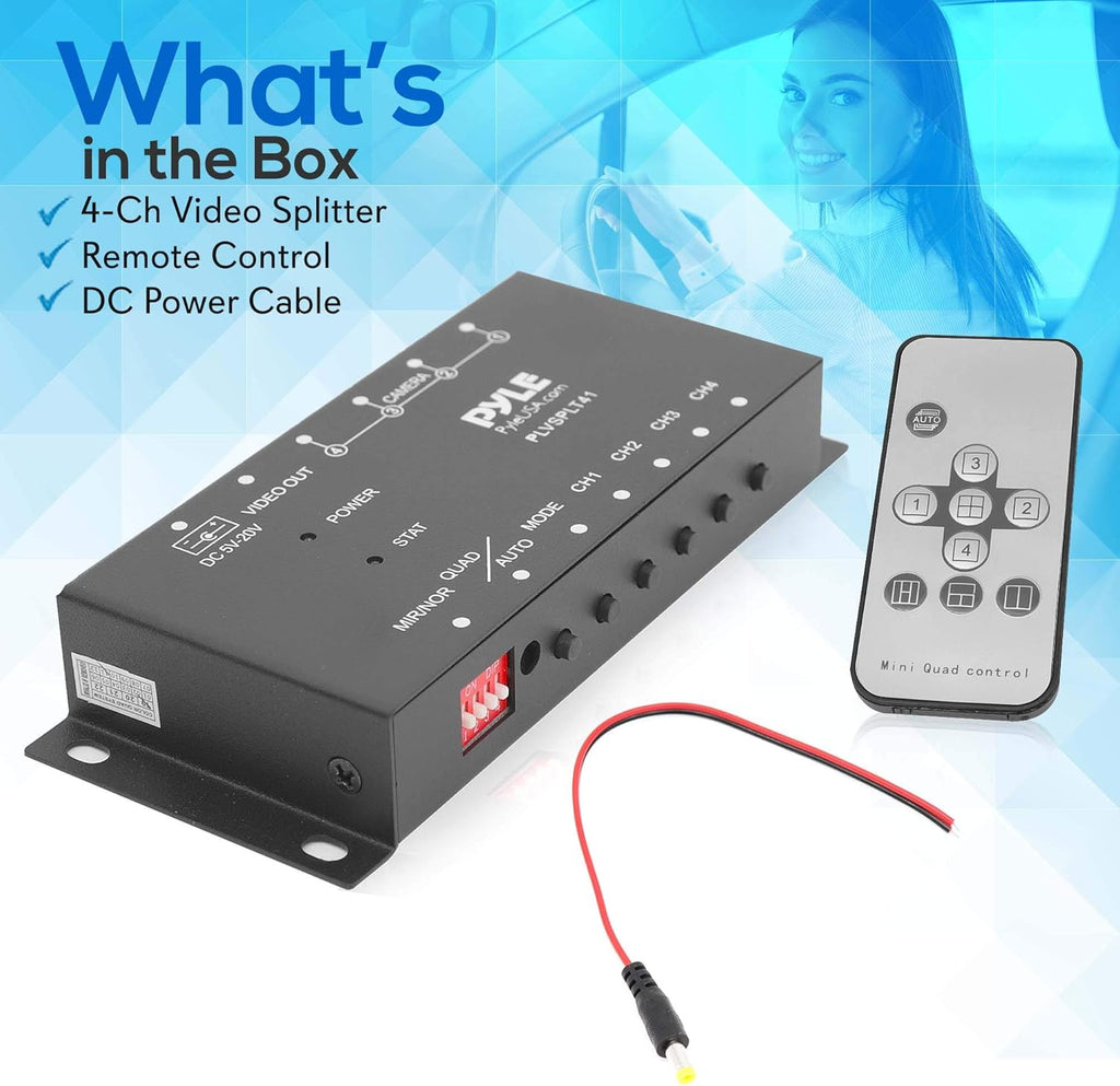 4-Channel Car Video Splitter Controller with Quad Selectable for Backup Camera Video Monitor Systems H9157