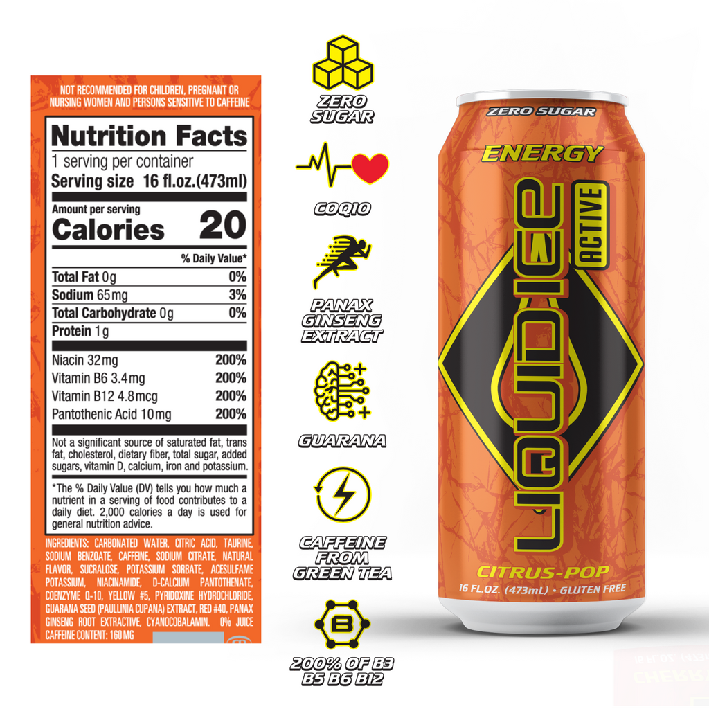 Citrus Pop Energy Drink, 16 Oz Cans (12 Pack) Y4442
