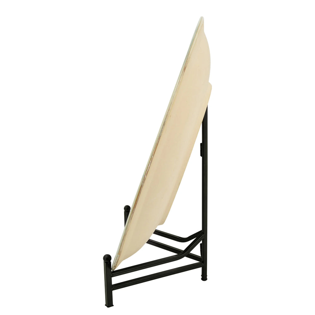 18" Blue and Beige Ceramic Charger with Stand E727