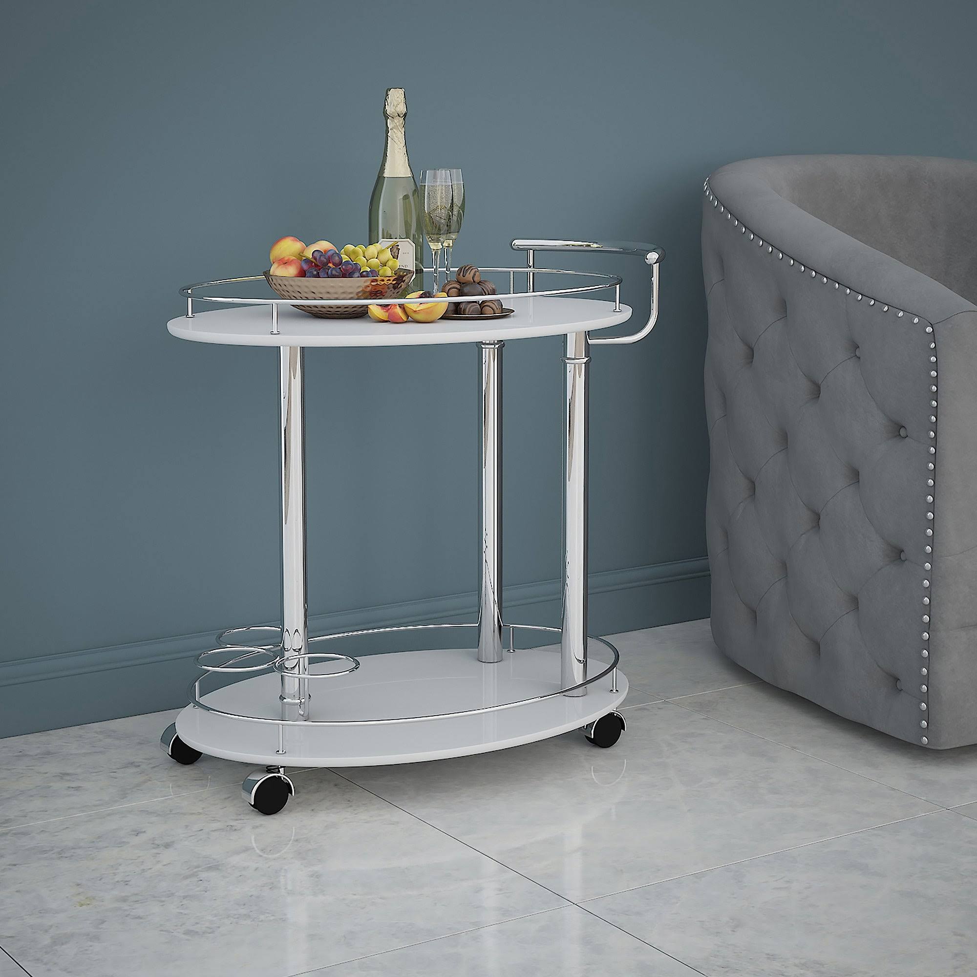 Grey 2-Tier Bar Cart O5454