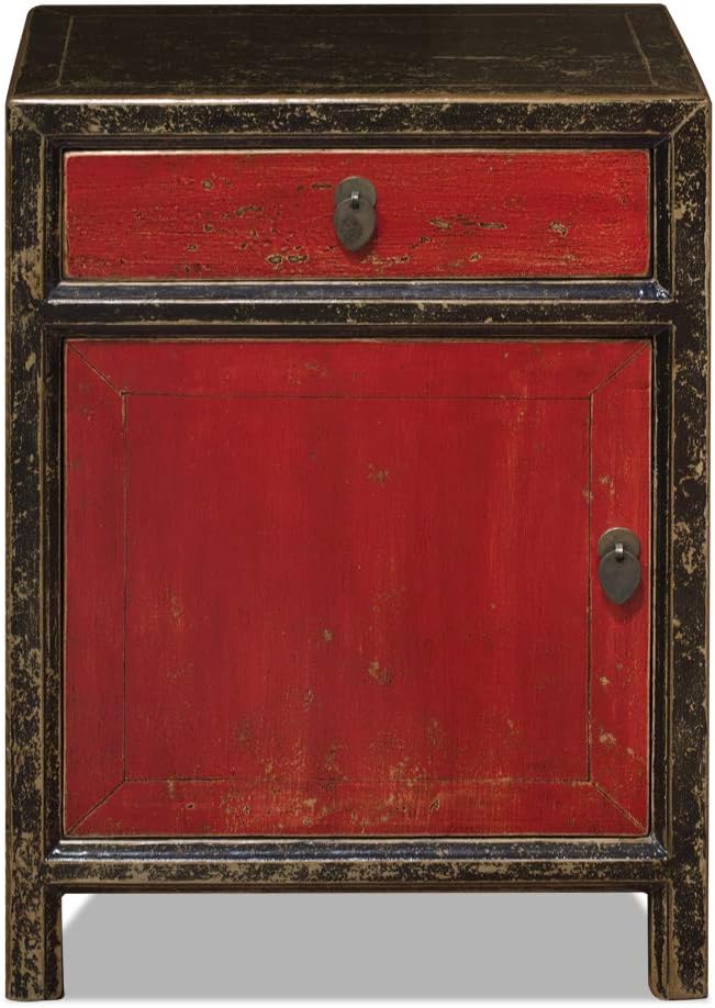 Distressed Red and Black Chinese Cabinet H422
