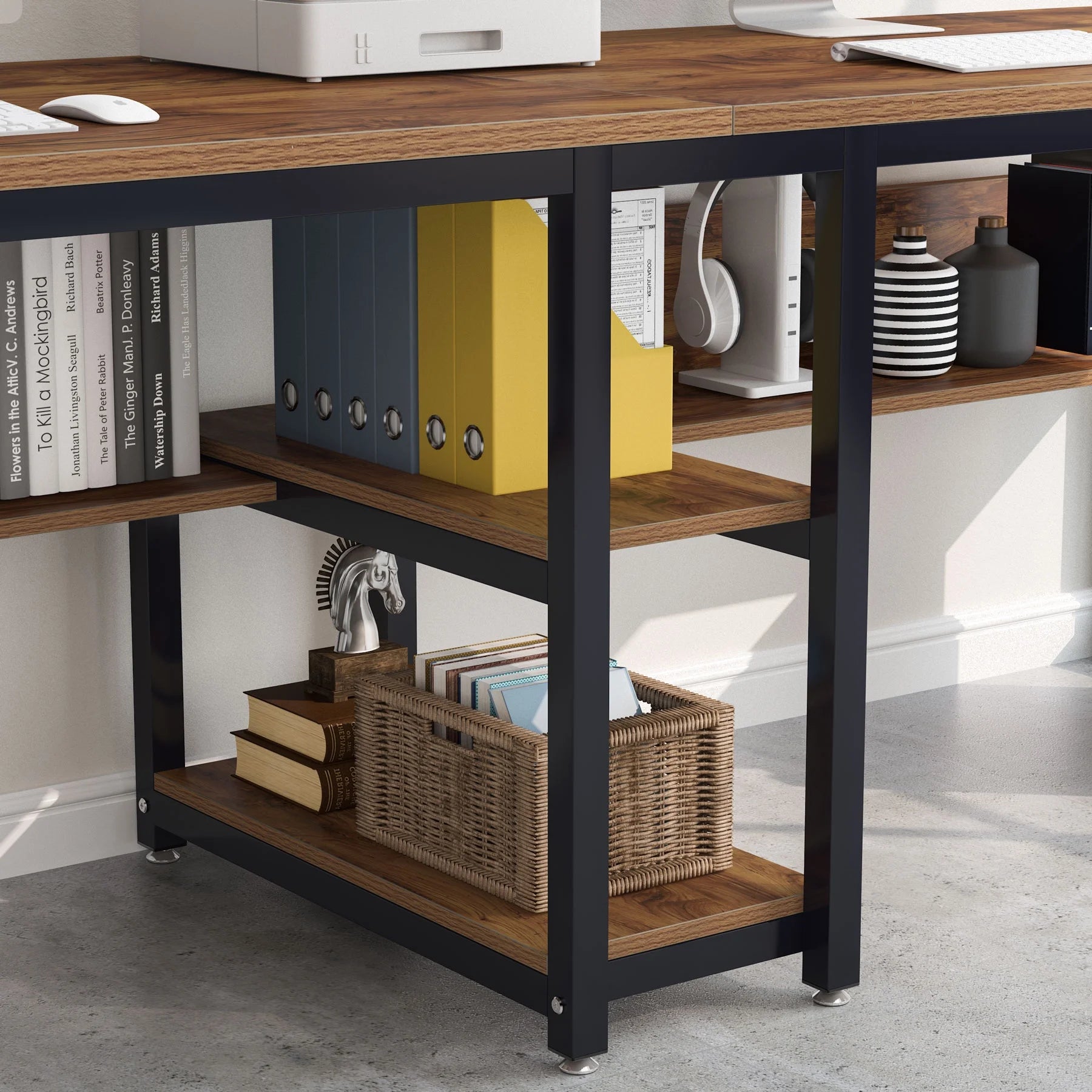 78.7 Two Person Desk with Bookshelf U959448