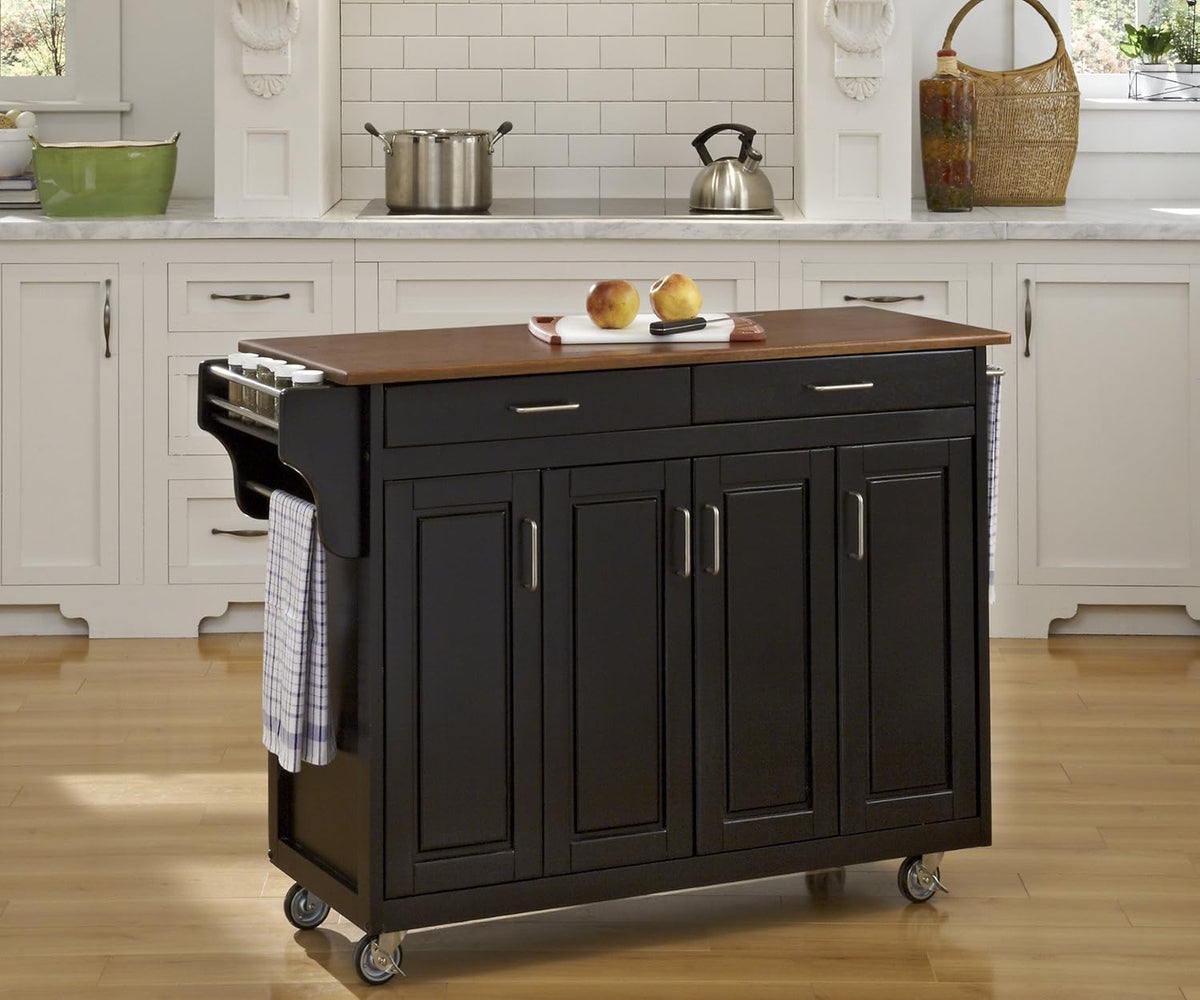 Natural 4 Door Cabinet Kitchen Cart with Gray Granite Top P643528