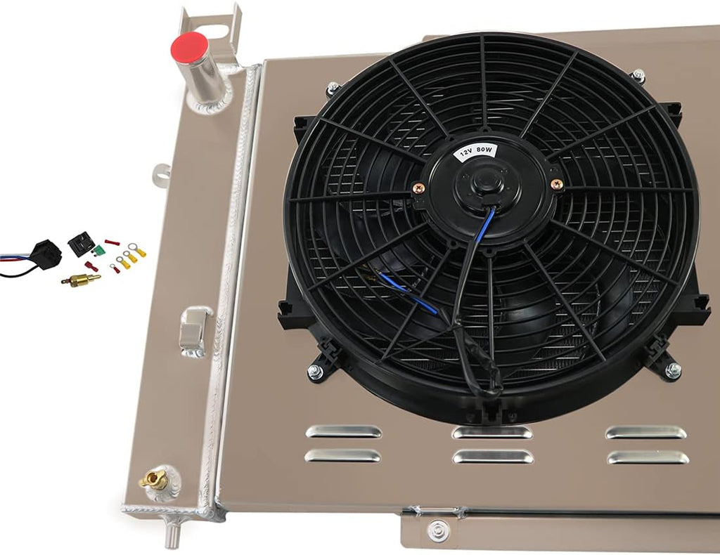 Full Aluminum Radiator & Fan Shroud & Thermostat Relay Kit Z9451