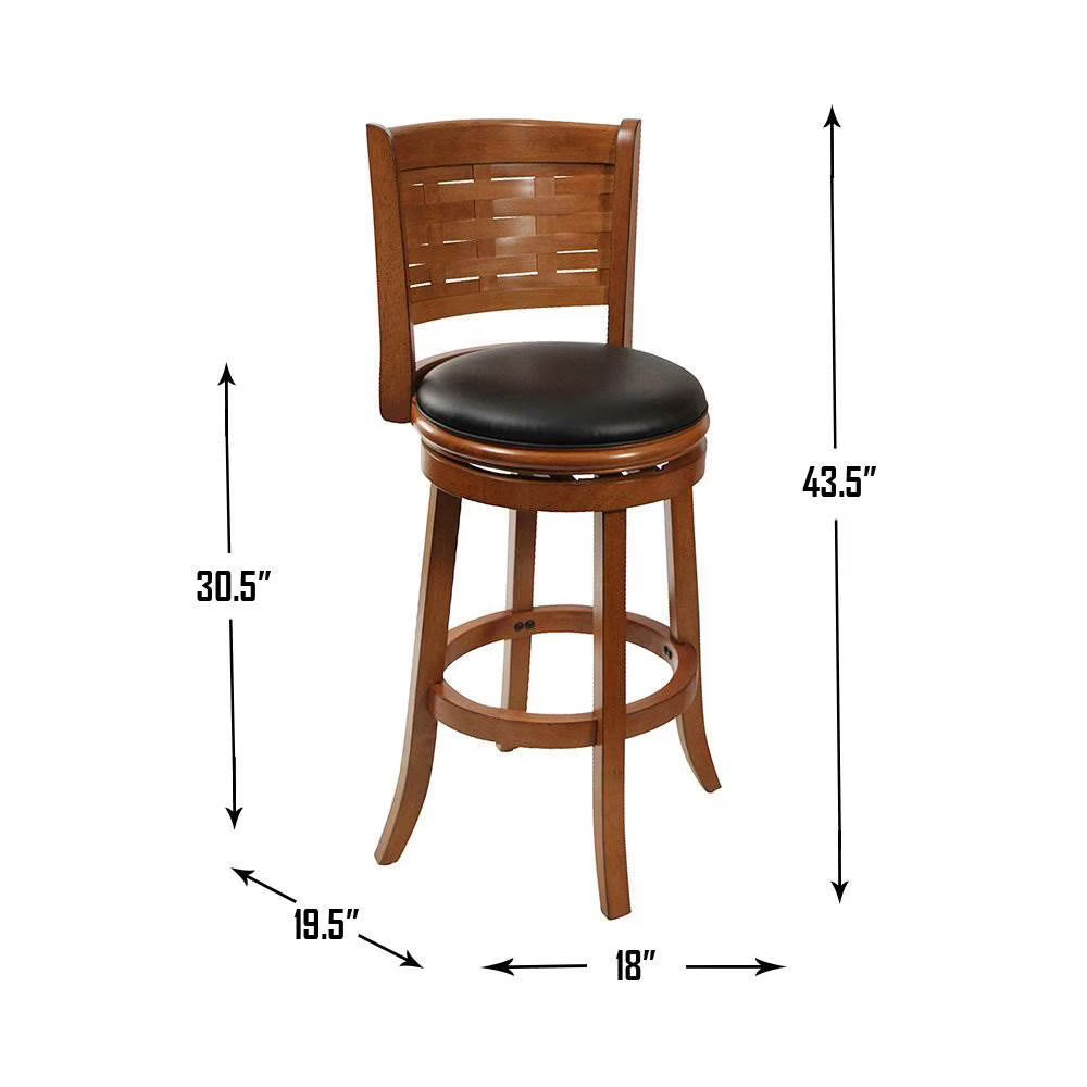 29" Countertop Faux Leather Hardwood Swivel Bar Stool J12455