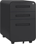 Black 3 Drawer Locking Rolling File Cabinet with Wheels V210791