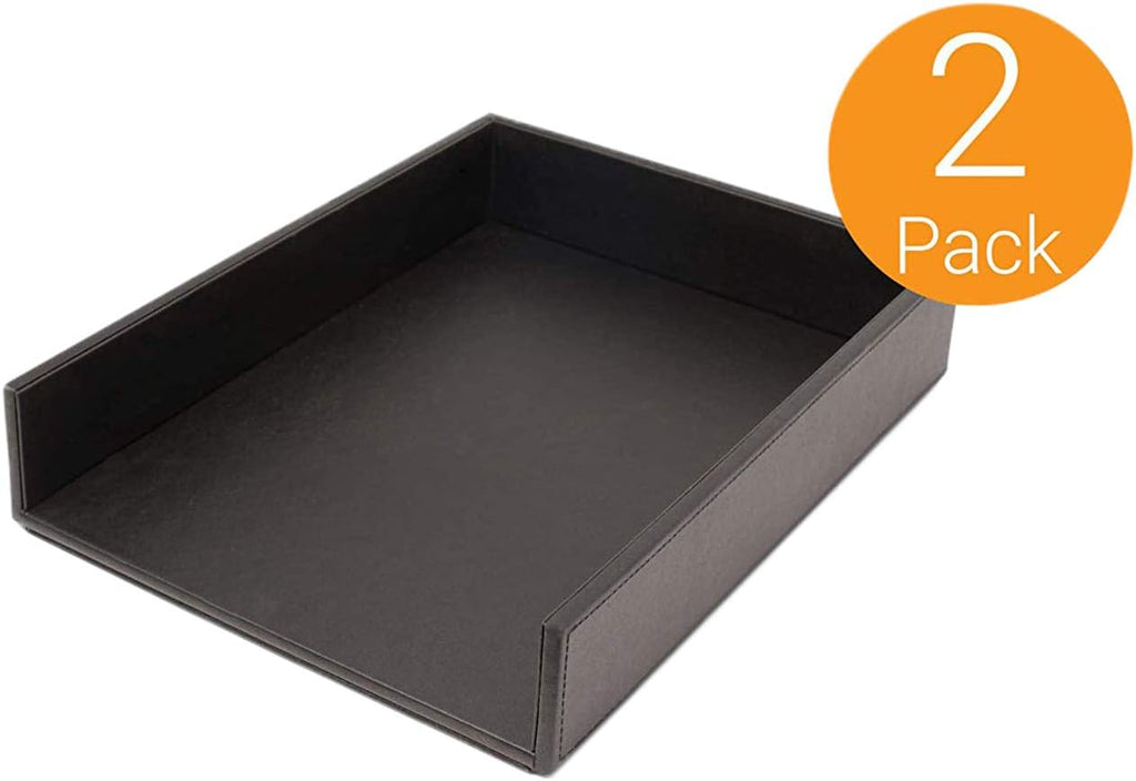 Stackable Leatherette Paper Trays Desk Organizer K132
