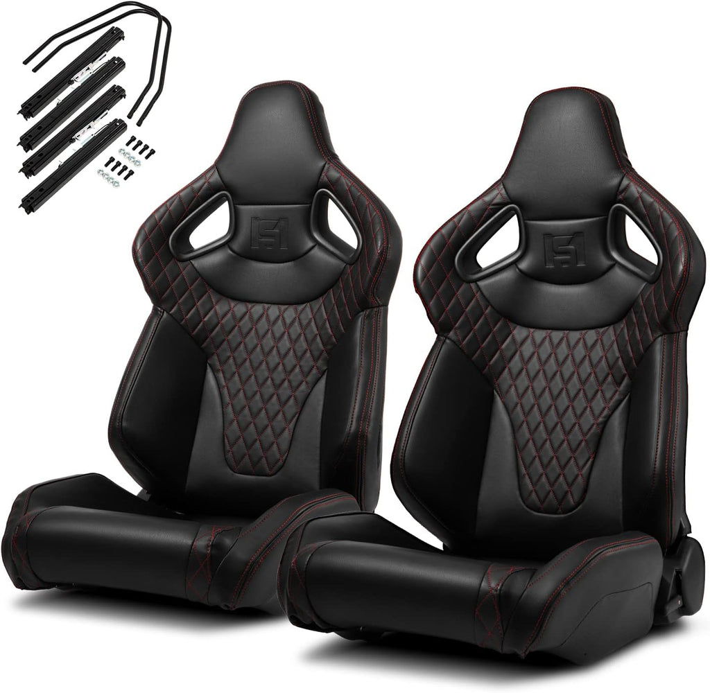 Black PVC Racing Seats with Slider L711