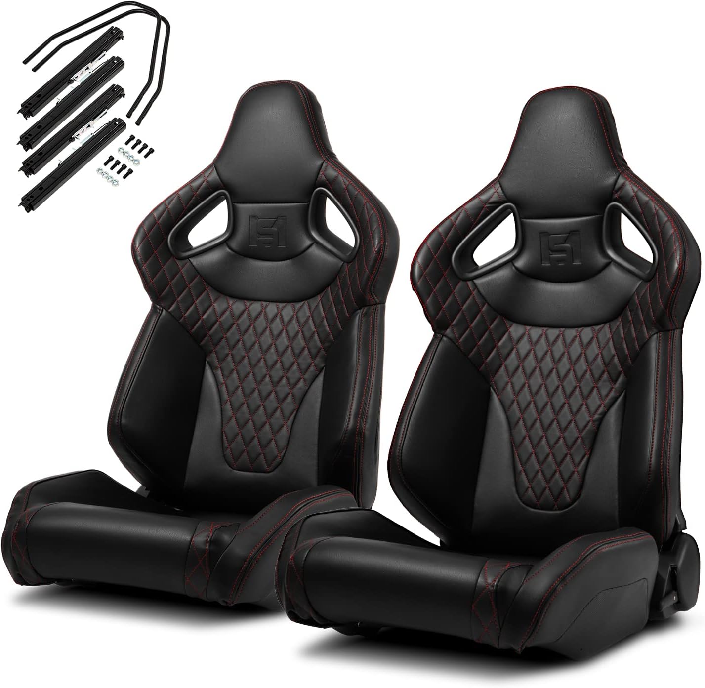 Black PVC Racing Seats with Slider L711