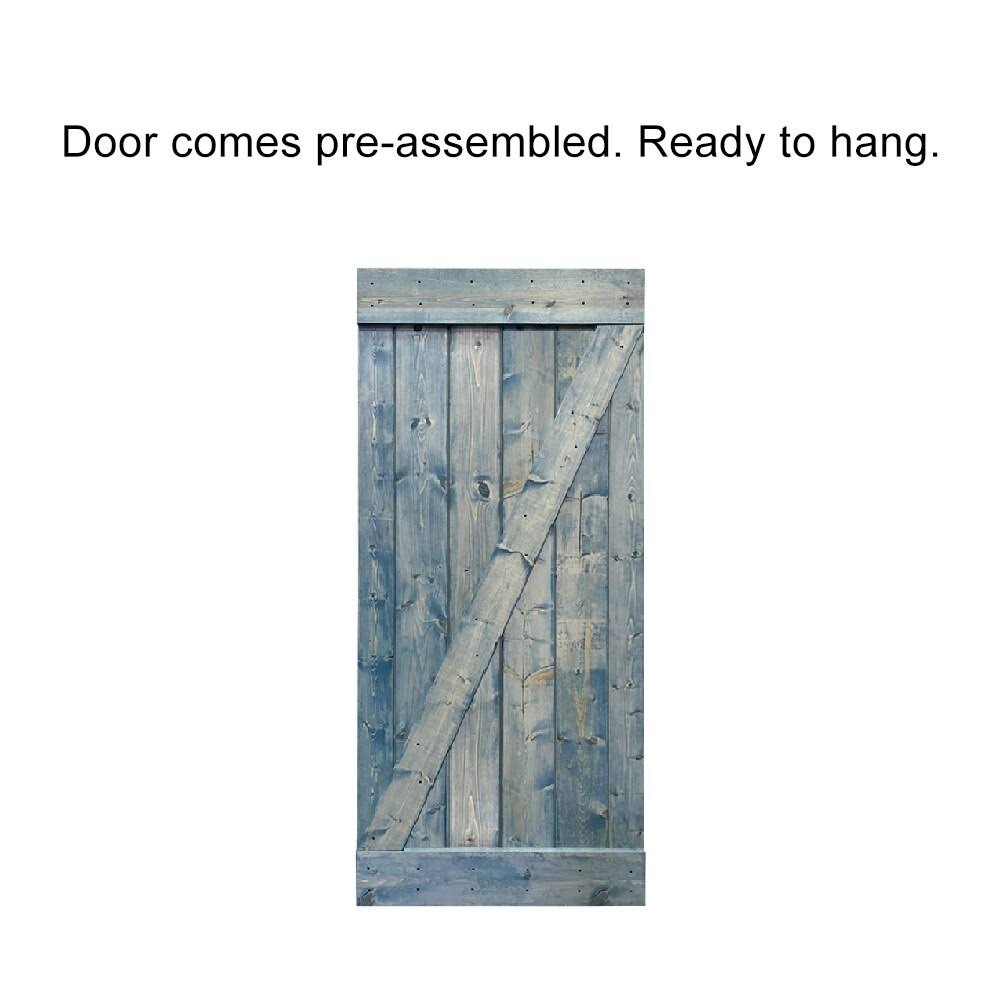 White Stained Wood Interior Sliding Barn Door with Hardware Kit B1554