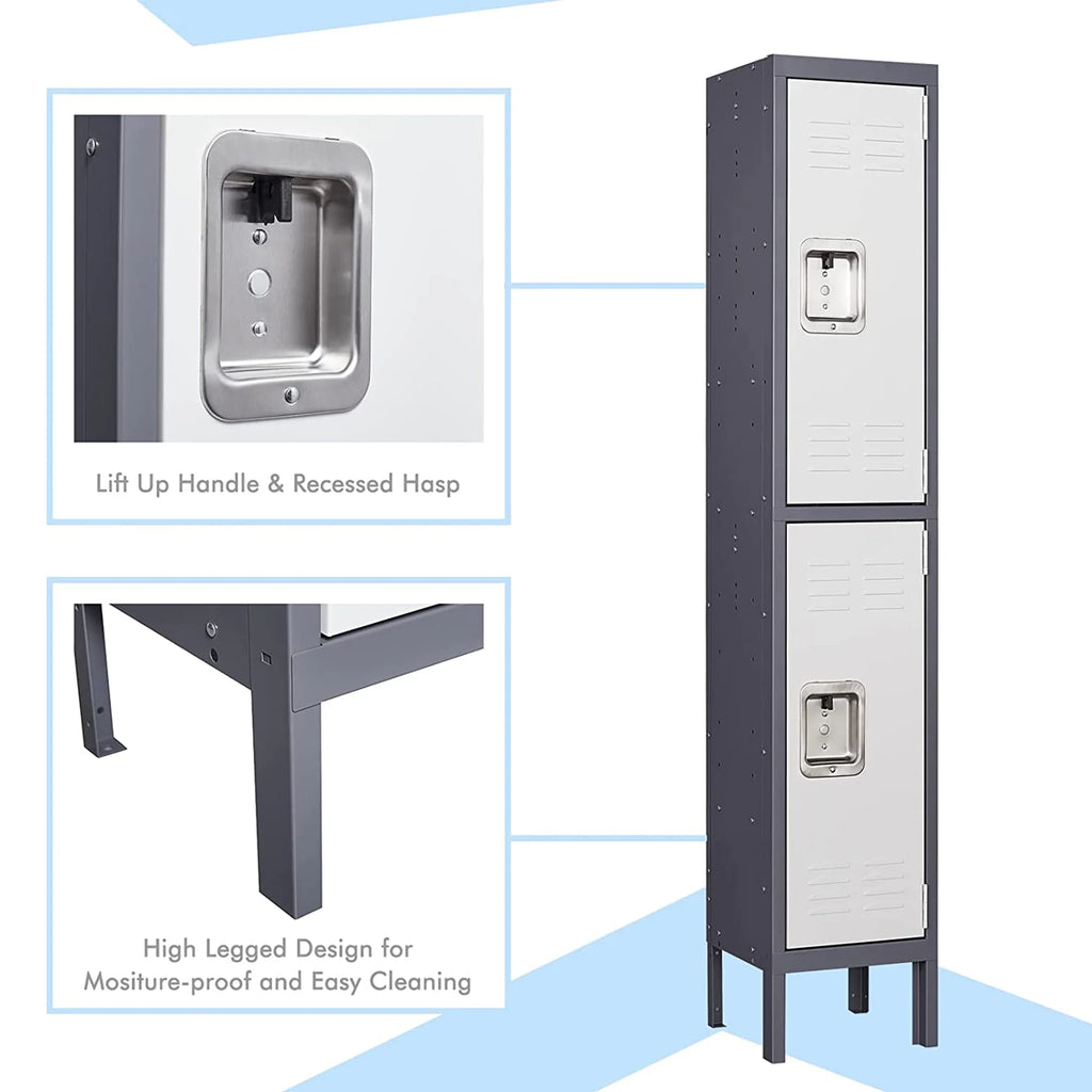 2-Tier Steel Locker Cabinet with Louvers M860