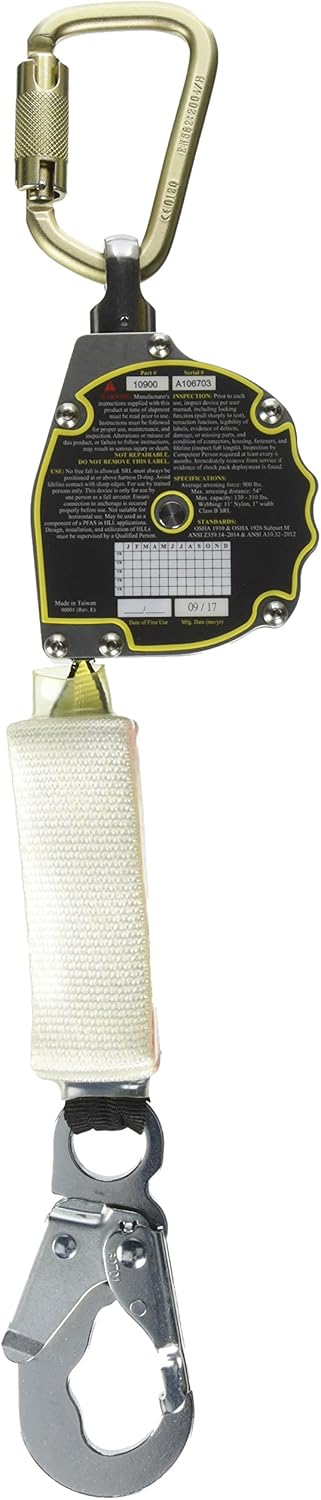 11 ft. Nylon Webbing with Carbineer, Swivel Top, Steel Snap Hook L86449