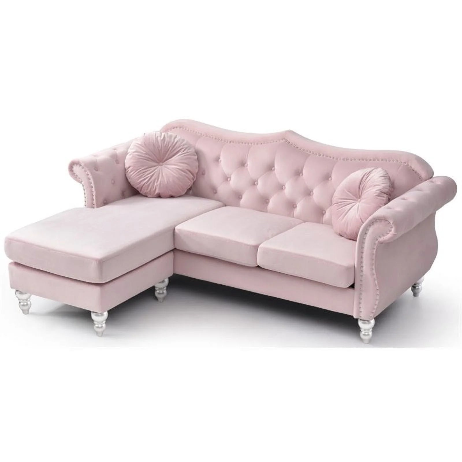 Pink 2-Piece Furniture Set with Sofa Chaise and Loveseat P946