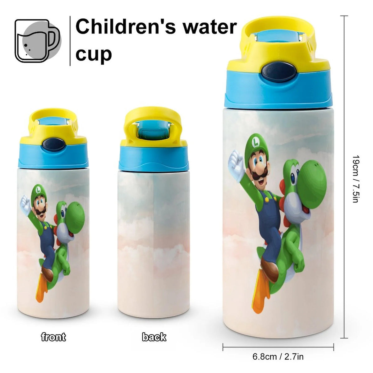 Insulated Water Bottle with Straw Stainless Steel Cup W847