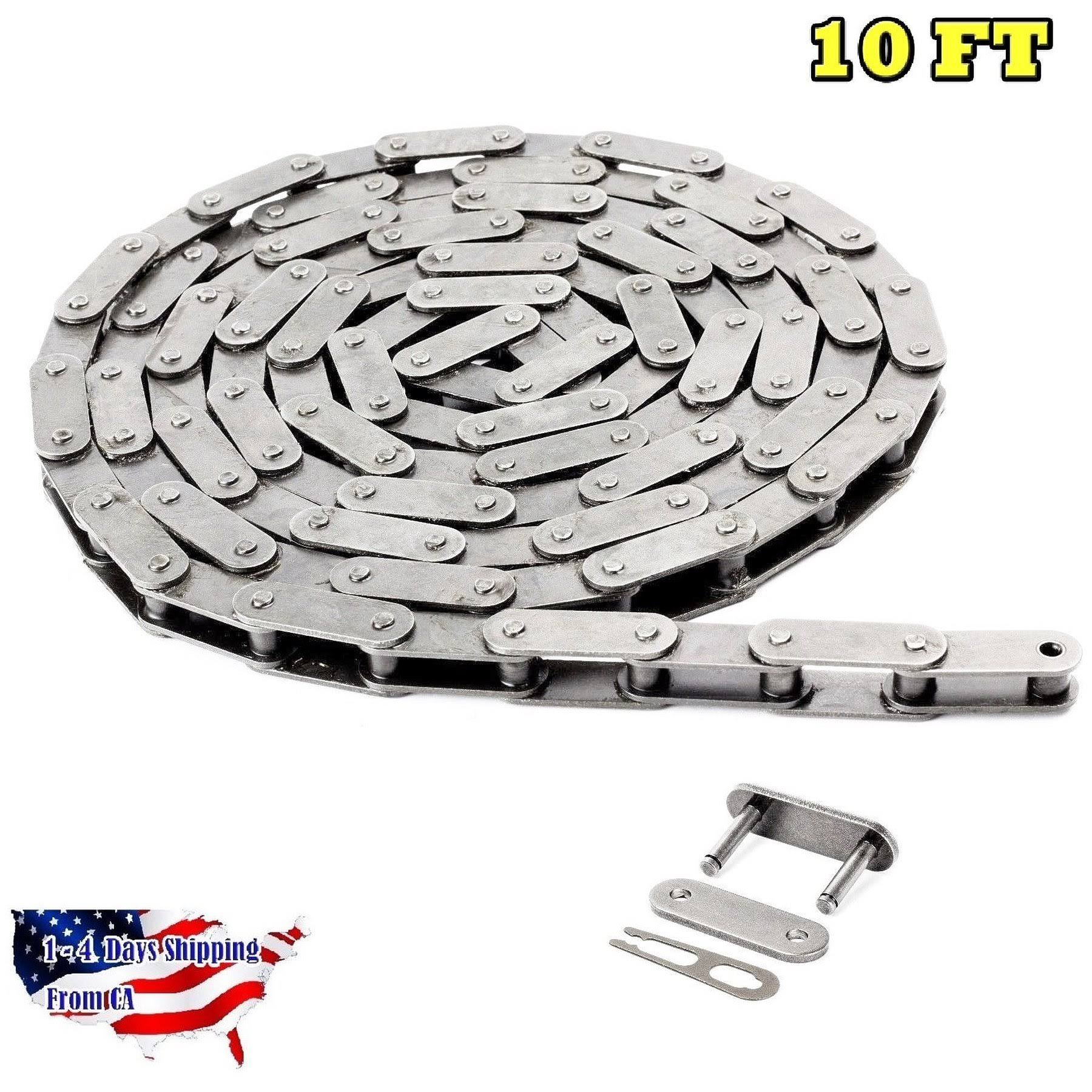 Heavy Duty Stainless Steel Roller Chain 10 Feet with 1 Connecting Link Y6595