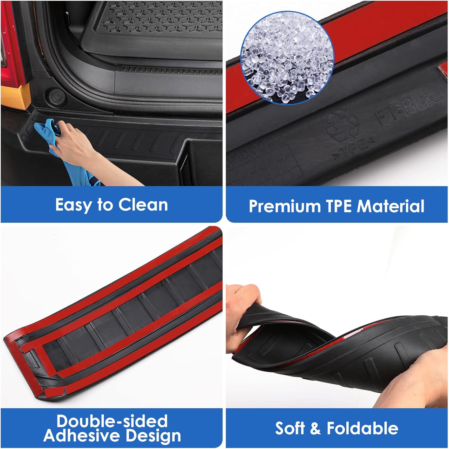 Black Scratch Resistant Car Bumper Guard Pack of 2 D7965