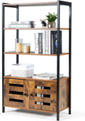 Rustic Brown 3 Shelf Bookshelf with 2 Doors E204334