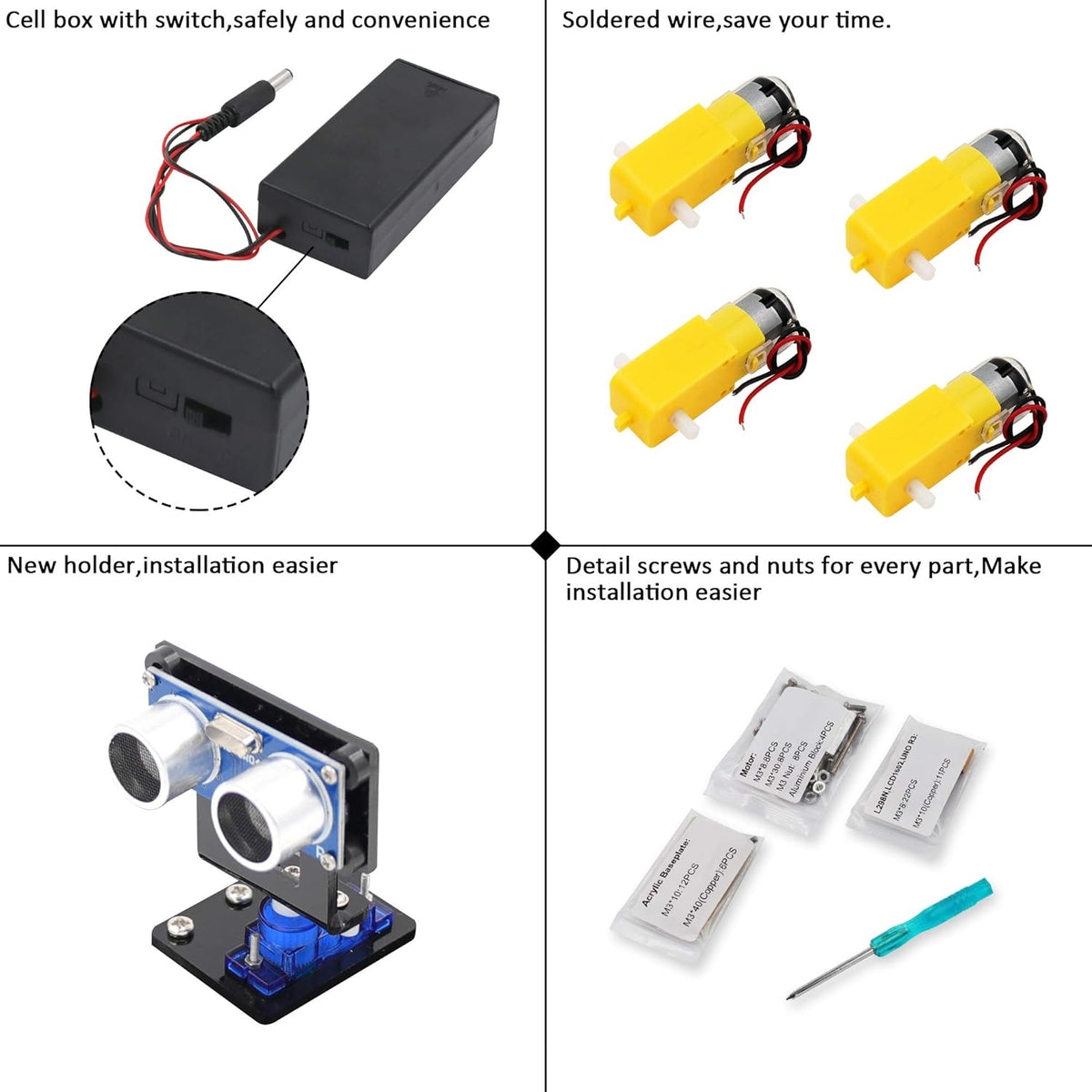 Smart Robot Car 2WD Chassis Kit with Ultrasonic Module DIY Kit B194206