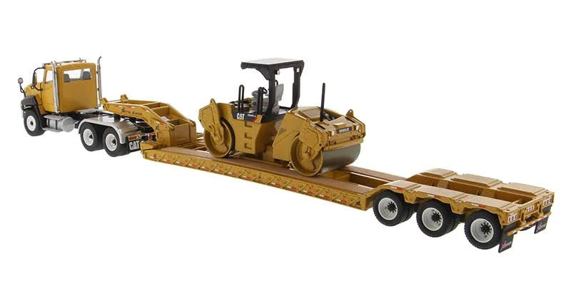 Cat Caterpillar CT660 Day Cab w/Lowboy Trailer u0026 CB-534D XW Vibratory Asphalt Compactor 2 PC Set 1/50 K621784