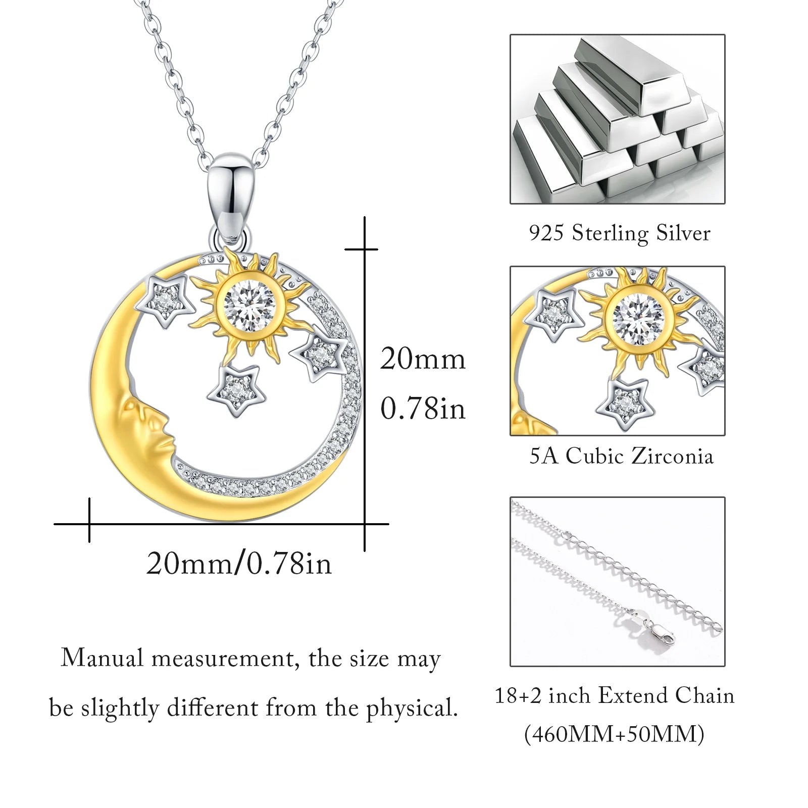 925 Sterling Silver Cubic Zirconia Pendant Necklace D51610