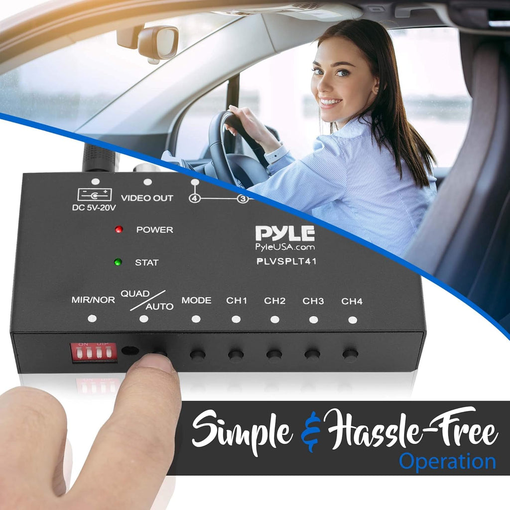 4-Channel Car Video Splitter Controller with Quad Selectable for Backup Camera Video Monitor Systems H9157