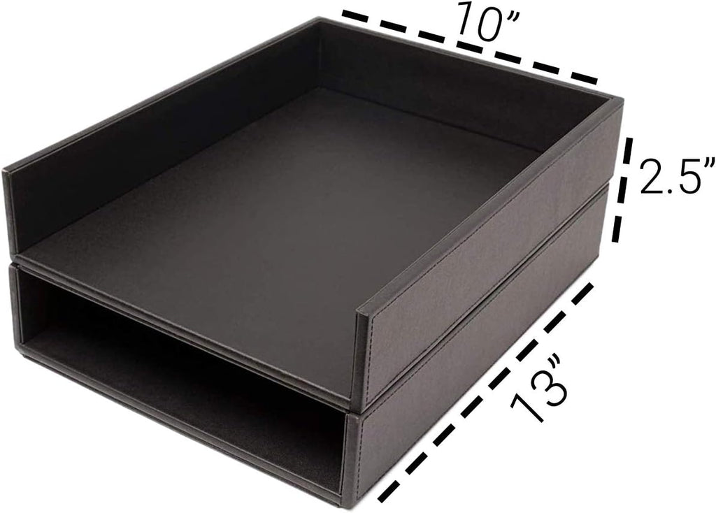 Stackable Leatherette Paper Trays Desk Organizer K132