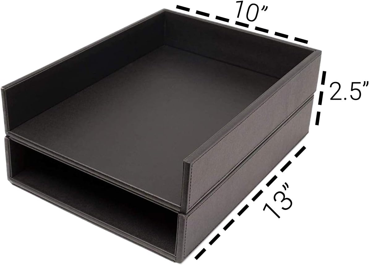 Stackable Leatherette Paper Trays Desk Organizer K132