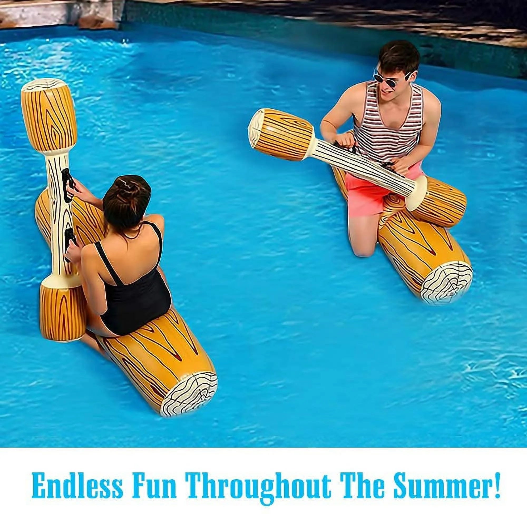 Inflatable Swimming Pool Float Canoe Raft Toy with Paddles T882766