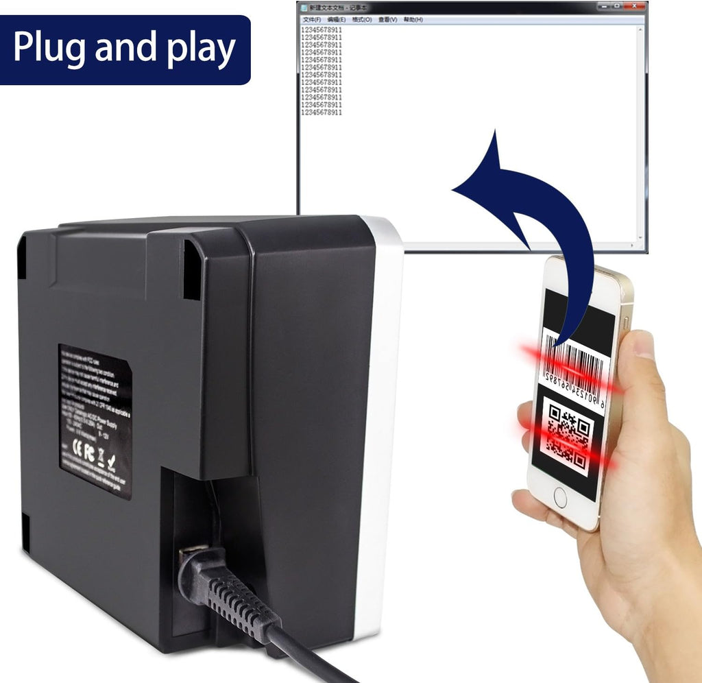 2D QR Barcode Scanner, Omnidirectional Hands-Free Automatic Barcode Reader, Pack of 2 I352896