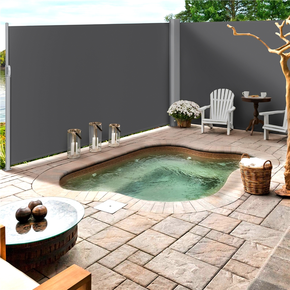 Dark Gray Retractable Screen Awning for Patio Garden K541