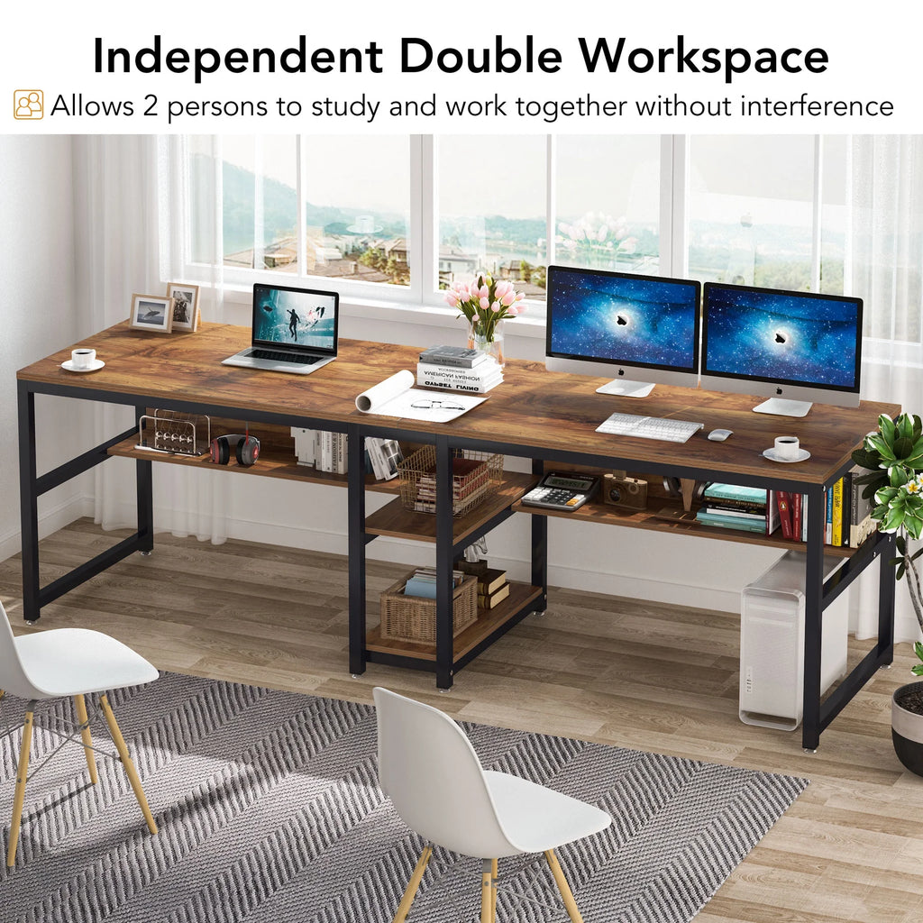78.7 Two Person Desk with Bookshelf U959448