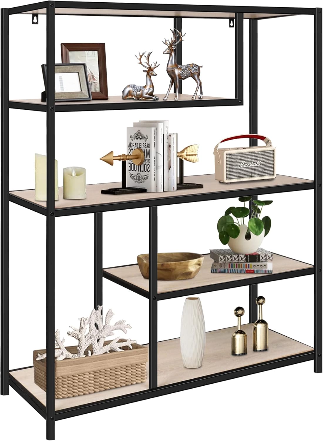 5-Tier Tall Wood Open Bookshelf E7436
