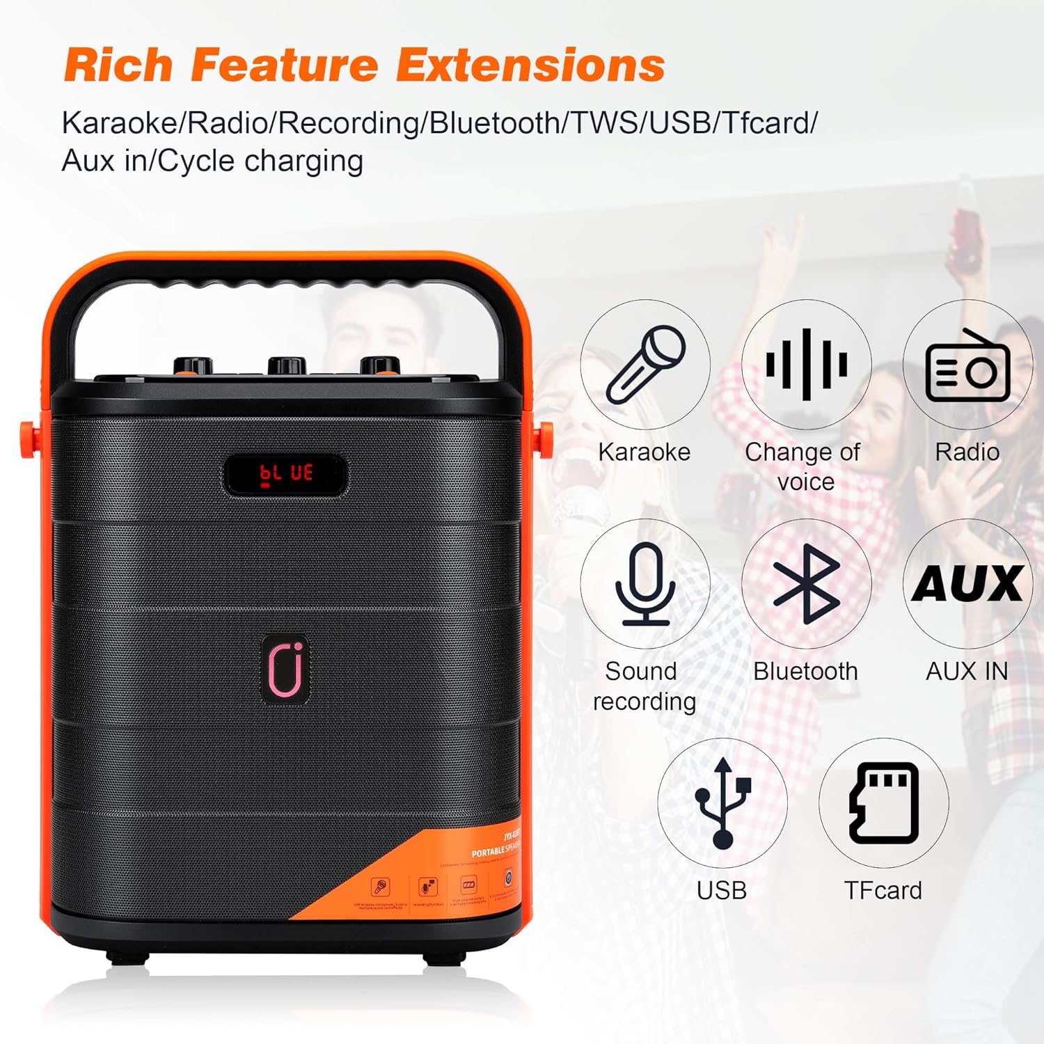 Rechargeable Bluetooth Karaoke Speaker with Microphone E164