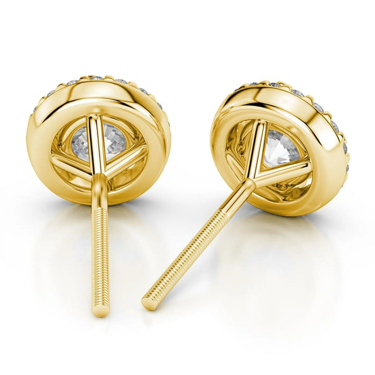 0.60 Carat Round Halo Natural Diamond Stud Earrings 14K Yellow Gold P213815