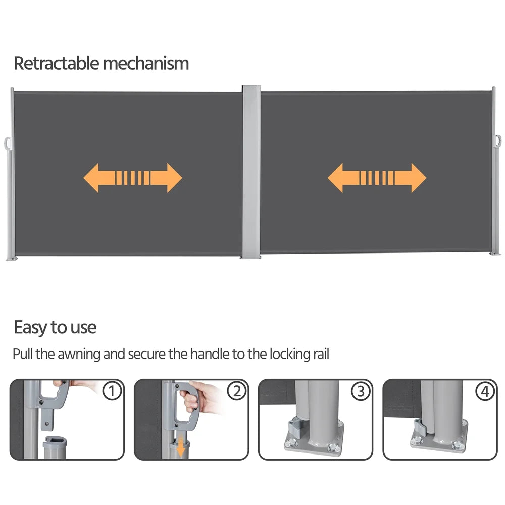 Dark Gray Retractable Screen Awning for Patio Garden K541