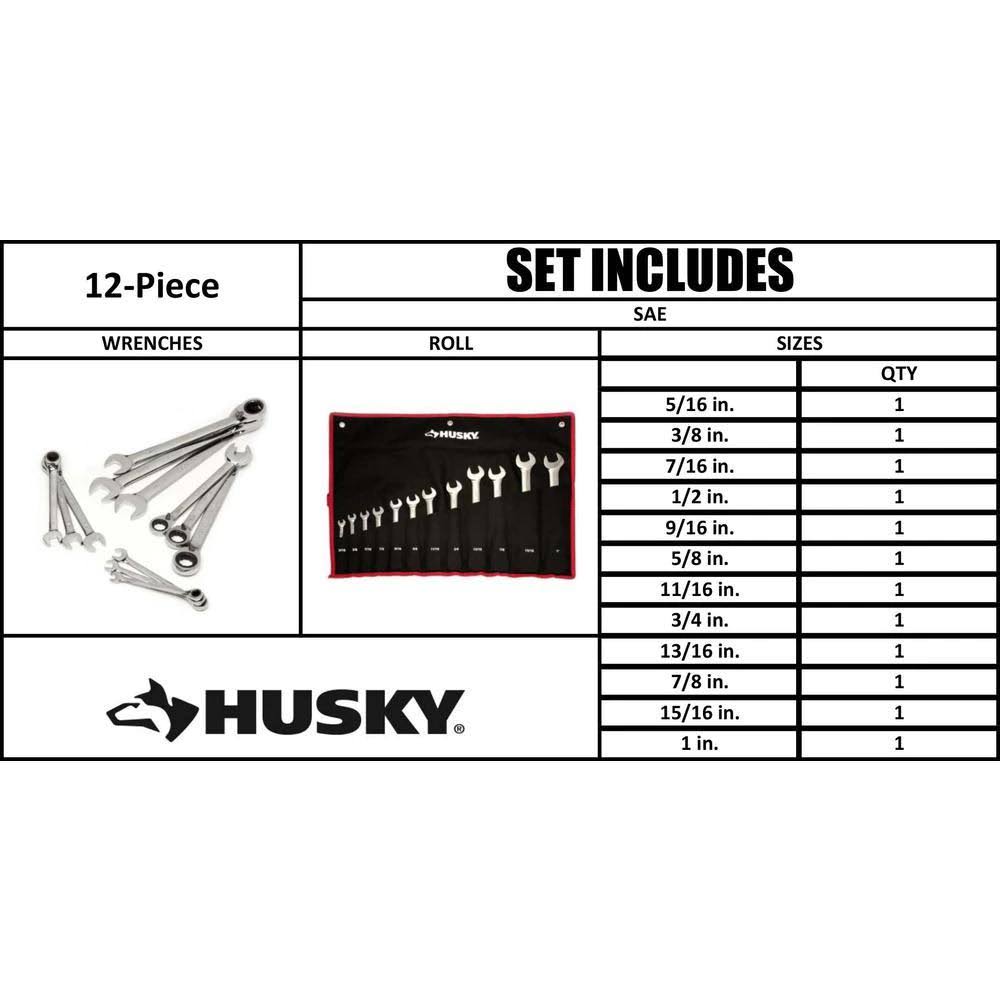 12-Piece SAE Reversible Ratcheting Wrench Set T846737