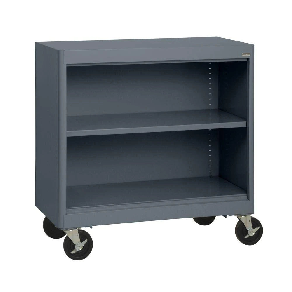 Charcoal Metal 2-Shelf Cart Bookcase with Adjustable Shelves T233467
