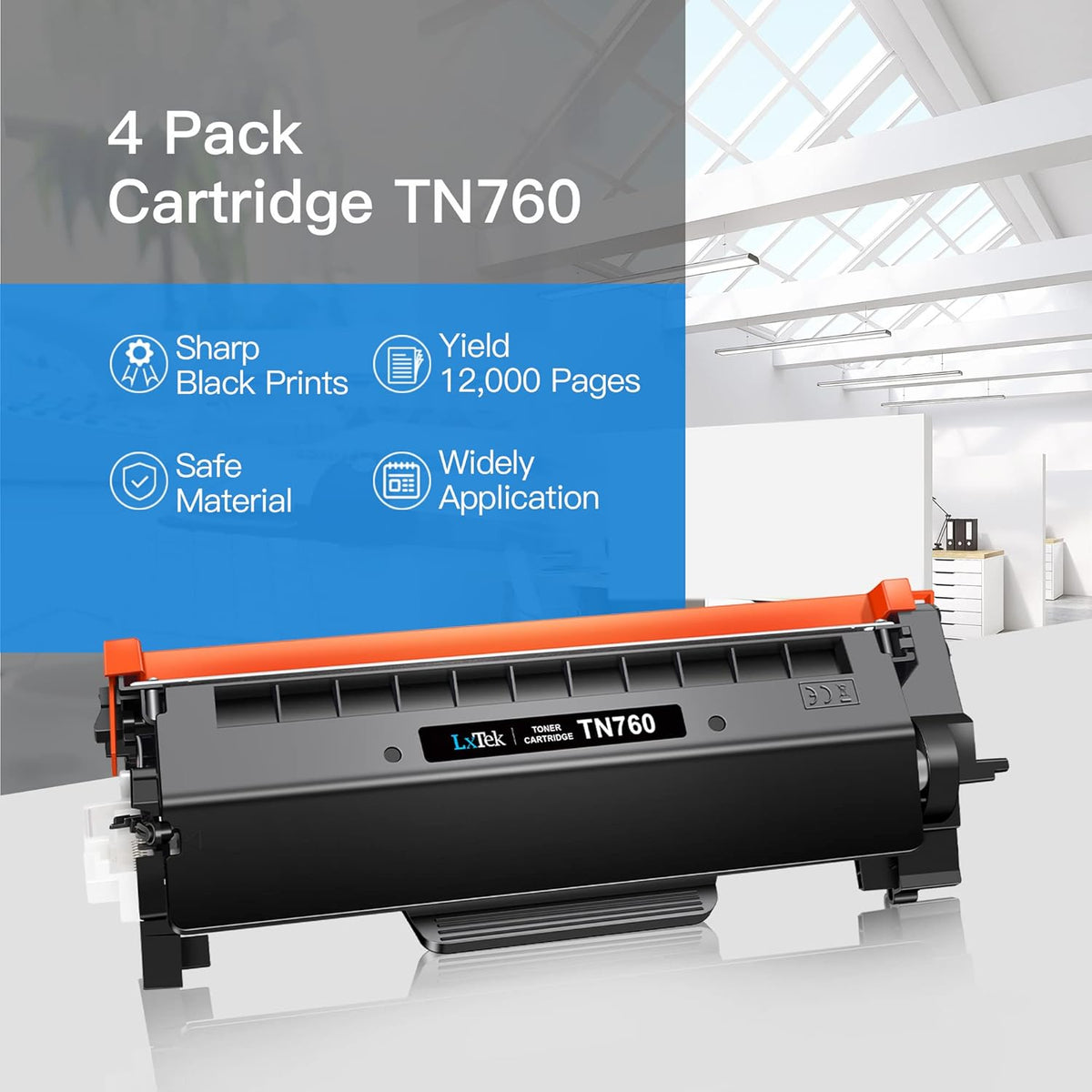 Compatible Toner Cartridge Replacement for Brother TN760 TN730 (Black, 4 Pack) M777