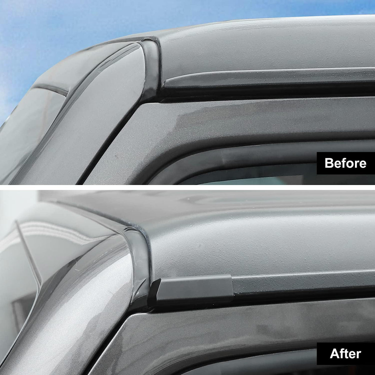 Black ABS Rain Gutter Deflector for Jeep Wrangler JL JLU & Gladiator JT, 1 Pair C229