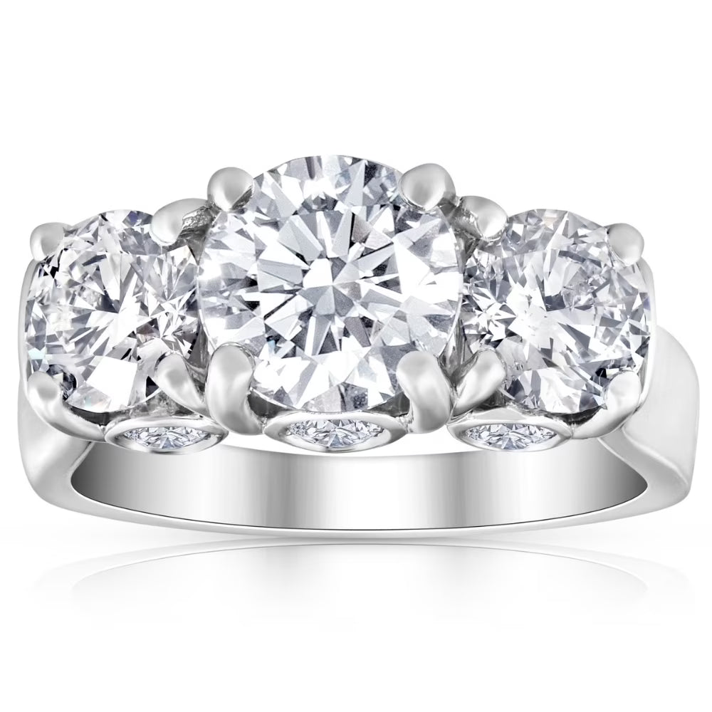 14k White Gold Three Stone Diamond Engagement Ring F35110