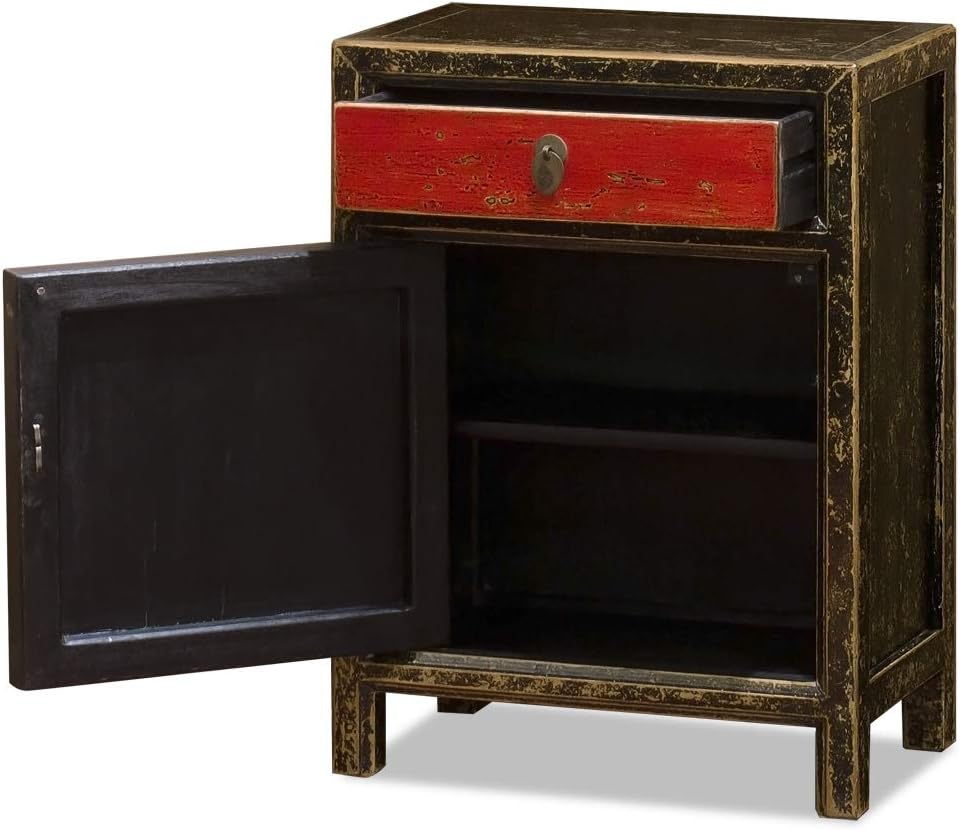 Distressed Red and Black Chinese Cabinet H422