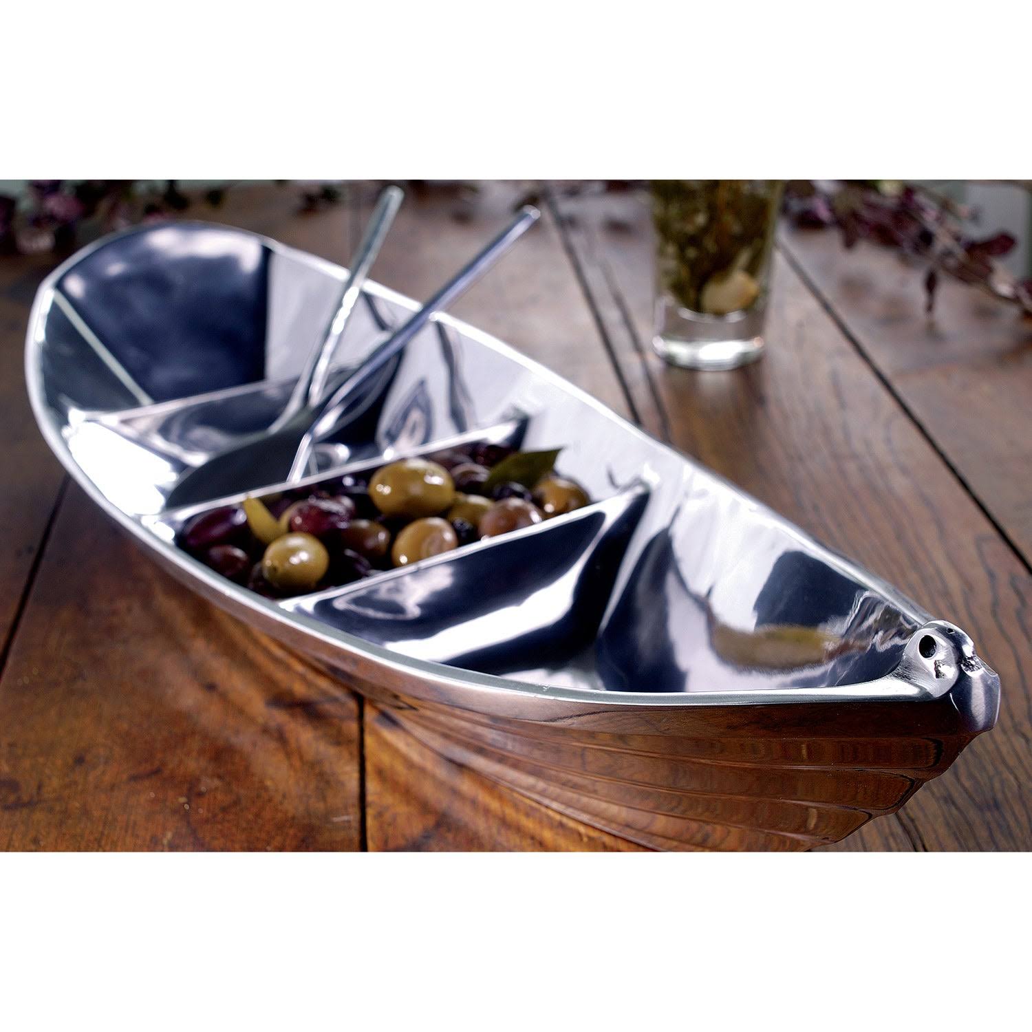 Silver Tropical Boat Tray with 2 Oars as Servers K938740