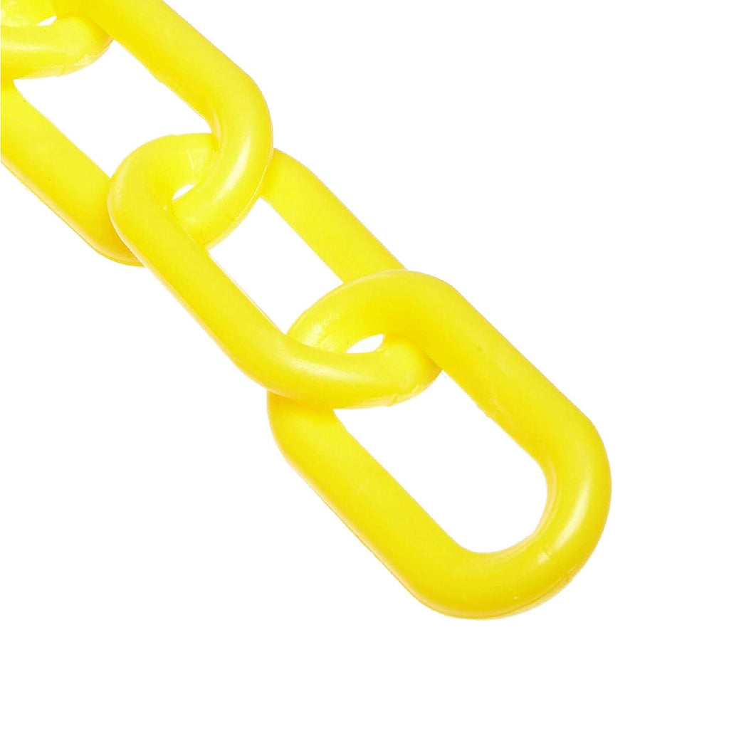 Heavy-Duty Plastic Barrier Chain Reel, Yellow, 2-Inch Link Diameter, 100-Foot Length, Pack of 2 T88666