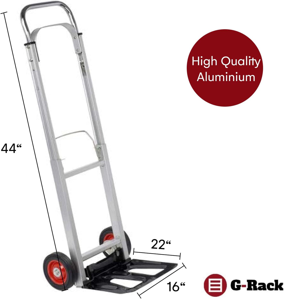 Folding Aluminium Hand Trolley with Anti Puncture Tyres, 220LB Load Capacity, White N40476