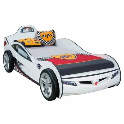 White Twin Car Bed Frame P116