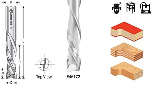CNC Solid Carbide Compression Spiral 1/4 Dia x 7/8 x 1/4 Shank Pack of 2 M7286
